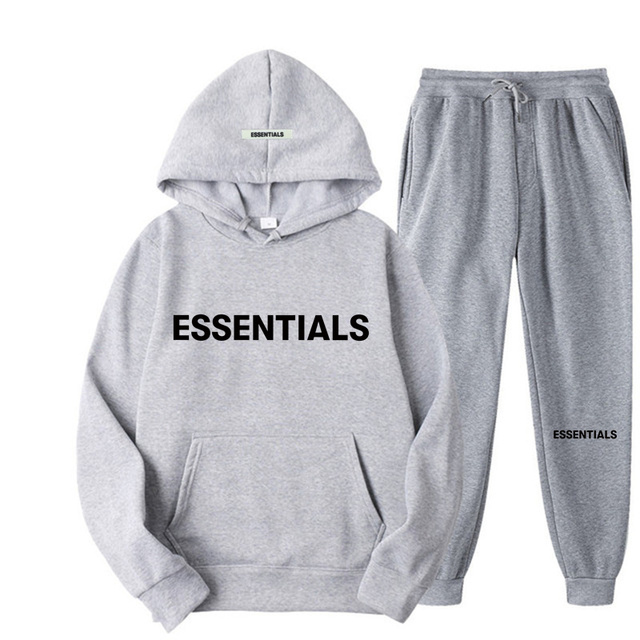 Essential Spring Tracksuit Hooded Sweatshirt - Light Grey - Essentials ...