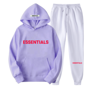 Essential Spring Tracksuit Hooded Sweatshirt - Lilac Color - White