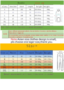 Essential Spring Tracksuit Hooded Sweatshirt Size Chart
